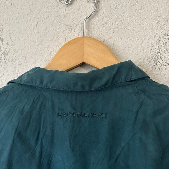 MKI MIYUKI ZOKU Overshirt Jacket Men L Teal Lined Snap Button Shacket Minimalist - Picture 5 of 10